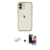 MARSİLYAN™- iPhone 11 Kılıf Vadi Minimal - Siyah 3D Antistatik Mat Seramik Nano Ekran Koruyucu + Renkli Kamera Lens Koruma Cam - SI