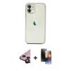 MARSİLYAN™- iPhone 11 Kılıf Vadi Minimal - Siyah 3D Antistatik Mat Seramik Nano Ekran Koruyucu + Raze Metal Kamera Lens - SH