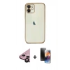 MARSİLYAN™- iPhone 11 Kılıf Vadi Minimal - Siyah 3D Antistatik Mat Seramik Nano Ekran Koruyucu + Raze Metal Kamera Lens - SH
