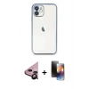 MARSİLYAN™- iPhone 11 Kılıf Vadi Minimal - Siyah 3D Antistatik Mat Seramik Nano Ekran Koruyucu + Raze Metal Kamera Lens - SH