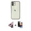 MARSİLYAN™- iPhone 11 Kılıf Vadi Minimal - Siyah 3D Antistatik Mat Seramik Nano Ekran Koruyucu + Raze Metal Kamera Lens - SH