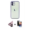 MARSİLYAN™- iPhone 11 Kılıf Vadi Minimal - Siyah 3D Antistatik Mat Seramik Nano Ekran Koruyucu + Raze Metal Kamera Lens - SH