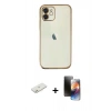 MARSİLYAN™- iPhone 11 Kılıf Vadi Minimal - Siyah 3D Antistatik Mat Seramik Nano Ekran Koruyucu + Renkli Kamera Lens Koruma Cam - TU