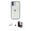 MARSİLYAN™- iPhone 11 Kılıf Vadi Minimal - Siyah 3D Antistatik Mat Seramik Nano Ekran Koruyucu + Renkli Kamera Lens Koruma Cam - TU