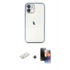 MARSİLYAN™- iPhone 11 Kılıf Vadi Minimal - Siyah 3D Antistatik Mat Seramik Nano Ekran Koruyucu + Renkli Kamera Lens Koruma Cam - TU