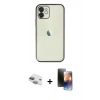 MARSİLYAN™- iPhone 11 Kılıf Vadi Minimal - Siyah 3D Antistatik Mat Seramik Nano Ekran Koruyucu + Pers Alüminyum Kamera Lens - YL