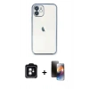 MARSİLYAN™- iPhone 11 Kılıf Vadi Minimal - Siyah 3D Antistatik Mat Seramik Nano Ekran Koruyucu + PVD Metal Kamera Lens - YL
