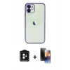 MARSİLYAN™- iPhone 11 Kılıf Vadi Minimal - Siyah 3D Antistatik Mat Seramik Nano Ekran Koruyucu + PVD Metal Kamera Lens - YL