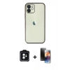 MARSİLYAN™- iPhone 11 Kılıf Vadi Minimal - Siyah 3D Antistatik Mat Seramik Nano Ekran Koruyucu + PVD Metal Kamera Lens - YL