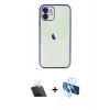 MARSİLYAN™- iPhone 11 Kılıf Vadi Minimal - Siyah 3D Antistatik Seramik Nano Ekran Koruyucu + Kamera Lens Koruma Cam - SF