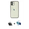 MARSİLYAN™- iPhone 11 Kılıf Vadi Minimal - Siyah 3D Antistatik Seramik Nano Ekran Koruyucu + Kamera Lens Koruma Cam - SF