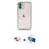 MARSİLYAN™- iPhone 11 Kılıf Vadi Minimal - Siyah 3D Antistatik Seramik Nano Ekran Koruyucu + Pers Alüminyum Kamera Lens - KI
