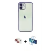 MARSİLYAN™- iPhone 11 Kılıf Vadi Minimal - Siyah 3D Antistatik Seramik Nano Ekran Koruyucu + Pers Alüminyum Kamera Lens - KI
