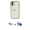 MARSİLYAN™- iPhone 11 Kılıf Vadi Minimal - Siyah 3D Antistatik Seramik Nano Ekran Koruyucu + Pers Alüminyum Kamera Lens - KI