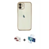 MARSİLYAN™- iPhone 11 Kılıf Vadi Minimal - Siyah 3D Antistatik Seramik Nano Ekran Koruyucu + Pers Alüminyum Kamera Lens - KI