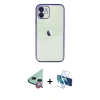 MARSİLYAN™- iPhone 11 Kılıf Vadi Minimal - Siyah 3D Antistatik Seramik Nano Ekran Koruyucu + Raze Metal Kamera Lens - KI