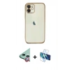 MARSİLYAN™- iPhone 11 Kılıf Vadi Minimal - Siyah 3D Antistatik Seramik Nano Ekran Koruyucu + Raze Metal Kamera Lens - KI