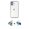 MARSİLYAN™- iPhone 11 Kılıf Vadi Minimal - Siyah 3D Antistatik Seramik Nano Ekran Koruyucu + Raze Metal Kamera Lens - KI