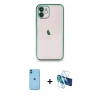 MARSİLYAN™- iPhone 11 Kılıf Vadi Minimal - Siyah 3D Antistatik Seramik Nano Ekran Koruyucu + Neon Fosforlu Kamera Lens - MI