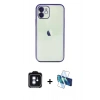 MARSİLYAN™- iPhone 11 Kılıf Vadi Minimal - Siyah 3D Antistatik Seramik Nano Ekran Koruyucu + PVD Metal Kamera Lens - MI
