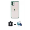 MARSİLYAN™- iPhone 11 Kılıf Vadi Minimal - Siyah 3D Antistatik Seramik Nano Ekran Koruyucu + PVD Metal Kamera Lens - MI
