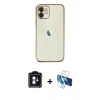 MARSİLYAN™- iPhone 11 Kılıf Vadi Minimal - Siyah 3D Antistatik Seramik Nano Ekran Koruyucu + PVD Metal Kamera Lens - MI