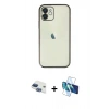 MARSİLYAN™- iPhone 11 Kılıf Vadi Minimal - Siyah 3D Antistatik Seramik Nano Ekran Koruyucu + Pers Alüminyum Kamera Lens - LT