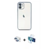 MARSİLYAN™- iPhone 11 Kılıf Vadi Minimal - Siyah 3D Antistatik Seramik Nano Ekran Koruyucu + Pers Alüminyum Kamera Lens - GI