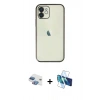 MARSİLYAN™- iPhone 11 Kılıf Vadi Minimal - Siyah 3D Antistatik Seramik Nano Ekran Koruyucu + Pers Alüminyum Kamera Lens - GI