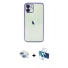 MARSİLYAN™- iPhone 11 Kılıf Vadi Minimal - Siyah 3D Antistatik Seramik Nano Ekran Koruyucu + Pers Alüminyum Kamera Lens - GI