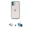 MARSİLYAN™- iPhone 11 Kılıf Vadi Minimal - Siyah 3D Antistatik Seramik Nano Ekran Koruyucu + Pers Alüminyum Kamera Lens - YL