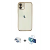 MARSİLYAN™- iPhone 11 Kılıf Vadi Minimal - Siyah 3D Antistatik Seramik Nano Ekran Koruyucu + Pers Alüminyum Kamera Lens - GI