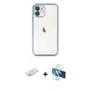 MARSİLYAN™- iPhone 11 Kılıf Vadi Minimal - Siyah 3D Antistatik Seramik Nano Ekran Koruyucu + Renkli Kamera Lens Koruma Cam - YL