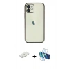 MARSİLYAN™- iPhone 11 Kılıf Vadi Minimal - Siyah 3D Antistatik Seramik Nano Ekran Koruyucu + Renkli Kamera Lens Koruma Cam - SI
