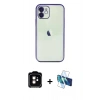 MARSİLYAN™- iPhone 11 Kılıf Vadi Minimal - Siyah 3D Antistatik Seramik Nano Ekran Koruyucu + PVD Metal Kamera Lens - TU