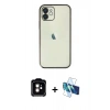 MARSİLYAN™- iPhone 11 Kılıf Vadi Minimal - Siyah 3D Antistatik Seramik Nano Ekran Koruyucu + PVD Metal Kamera Lens - TU