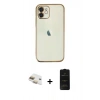 MARSİLYAN™- iPhone 11 Kılıf Vadi Minimal - Siyah 6D Antistatik Mat Seramik Hayalet Nano Ekran Koruyucu + Pers Alüminyum Kamera Lens - GD