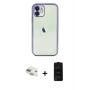 MARSİLYAN™- iPhone 11 Kılıf Vadi Minimal - Siyah 6D Antistatik Mat Seramik Hayalet Nano Ekran Koruyucu + Pers Alüminyum Kamera Lens - GD
