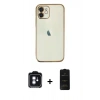 MARSİLYAN™- iPhone 11 Kılıf Vadi Minimal - Siyah 6D Antistatik Mat Seramik Hayalet Nano Ekran Koruyucu + PVD Metal Kamera Lens - MI