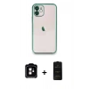 MARSİLYAN™- iPhone 11 Kılıf Vadi Minimal - Siyah 6D Antistatik Mat Seramik Hayalet Nano Ekran Koruyucu + PVD Metal Kamera Lens - TU