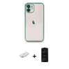 MARSİLYAN™- iPhone 11 Kılıf Vadi Minimal - Siyah 6D Antistatik Mat Seramik Hayalet Nano Ekran Koruyucu + Renkli Kamera Lens Koruma Cam - SI
