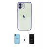 MARSİLYAN™- iPhone 11 Kılıf Vadi Minimal - Siyah 6D Antistatik Mat Seramik Hayalet Nano Ekran Koruyucu + Neon Fosforlu Kamera Lens - YL