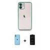MARSİLYAN™- iPhone 11 Kılıf Vadi Minimal - Siyah 6D Antistatik Mat Seramik Hayalet Nano Ekran Koruyucu + Neon Fosforlu Kamera Lens - YL