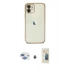 MARSİLYAN™- iPhone 11 Kılıf Vadi Minimal - Siyah 6D Mat Seramik Hayalet Nano Ekran Koruyucu + Pers Alüminyum Kamera Lens - GI