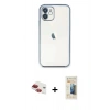 MARSİLYAN™- iPhone 11 Kılıf Vadi Minimal - Siyah 6D Mat Seramik Hayalet Nano Ekran Koruyucu + Pers Alüminyum Kamera Lens - KI