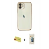 MARSİLYAN™- iPhone 11 Kılıf Vadi Minimal - Siyah 6D Mat Seramik Hayalet Nano Ekran Koruyucu + Rainbow Kamera Lens Koruma Cam - KI