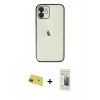 MARSİLYAN™- iPhone 11 Kılıf Vadi Minimal - Siyah 6D Mat Seramik Hayalet Nano Ekran Koruyucu + Rainbow Kamera Lens Koruma Cam - KI