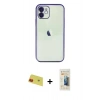 MARSİLYAN™- iPhone 11 Kılıf Vadi Minimal - Siyah 6D Mat Seramik Hayalet Nano Ekran Koruyucu + Rainbow Kamera Lens Koruma Cam - KI
