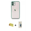 MARSİLYAN™- iPhone 11 Kılıf Vadi Minimal - Siyah 6D Mat Seramik Hayalet Nano Ekran Koruyucu + Rainbow Kamera Lens Koruma Cam - KI