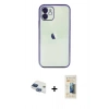 MARSİLYAN™- iPhone 11 Kılıf Vadi Minimal - Siyah 6D Mat Seramik Hayalet Nano Ekran Koruyucu + Pers Alüminyum Kamera Lens - LT
